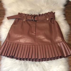 Zara Faux Leather Pleated Skirt